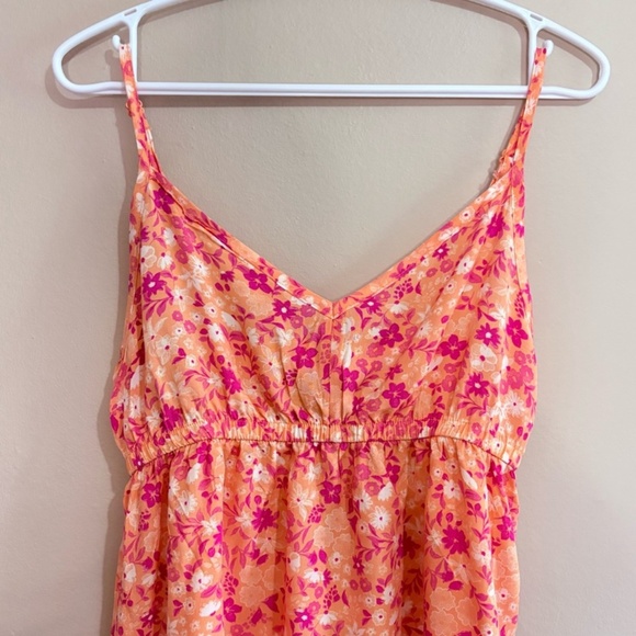 5/$20👙 La Vie En Rose Coral and Pink Floral Babydoll Chemise - Picture 2 of 8